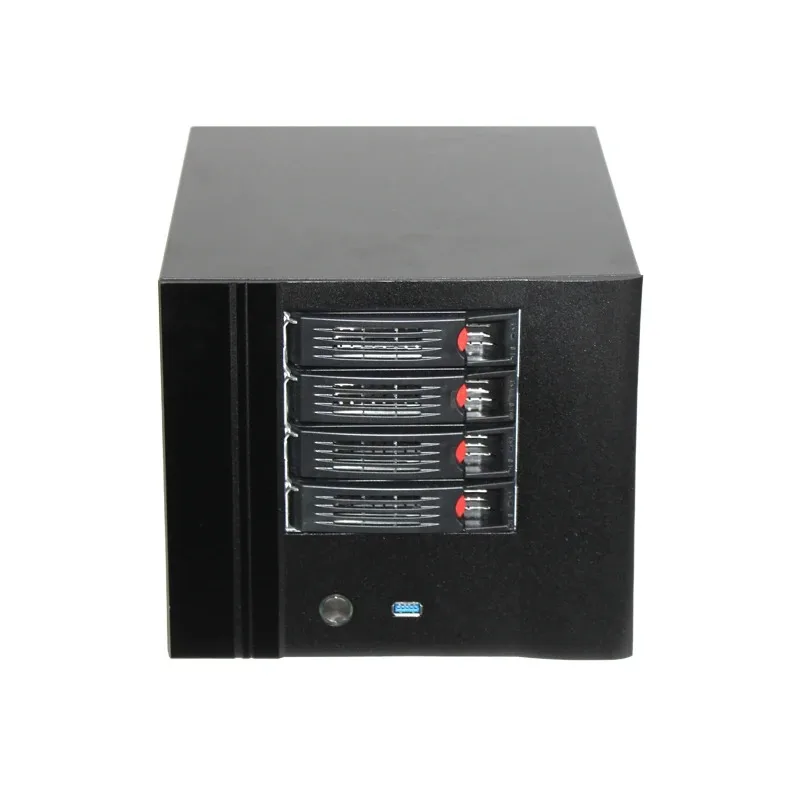 4 Bay NAS Chassis Mini Server with Hot Pluggable 1U FLEX Power Supply Support ITX PC Case for Household Computer
