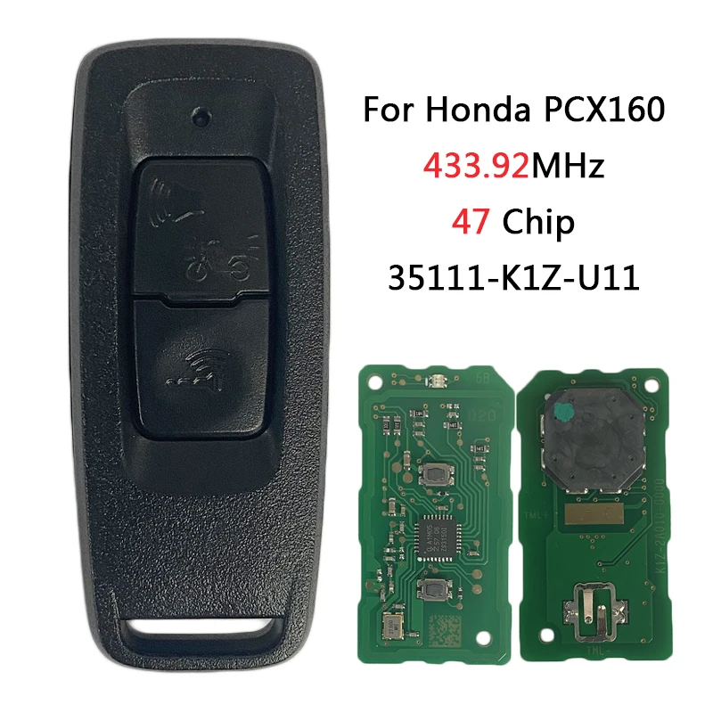 

For Honda motorcycle 35111-K1Z-U11 car key PCX160 ID47Chip FSK 433.92MHZ Replacement Smart Key