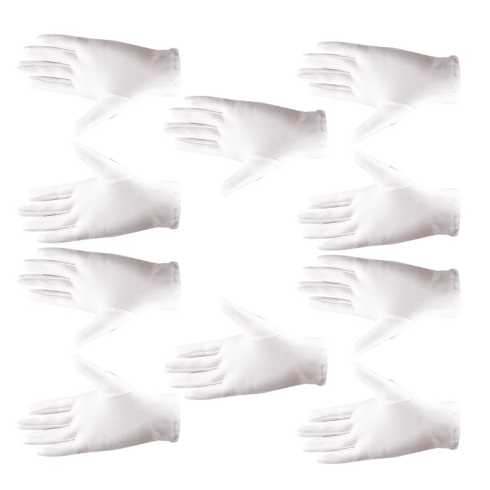 

5Pairs Premium Jewelry Gloves Stretchy Comfortable Etiquette Inspection Gloves for Art Handling Coins Sliver White