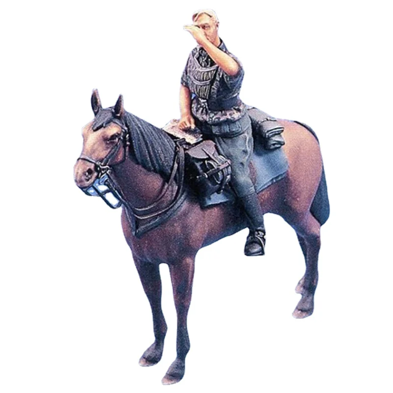 1/35 Scale Assembled Model Kit 2 Cavalry and Horse Unassembled Unpainted Miniature Toy Free Shipping