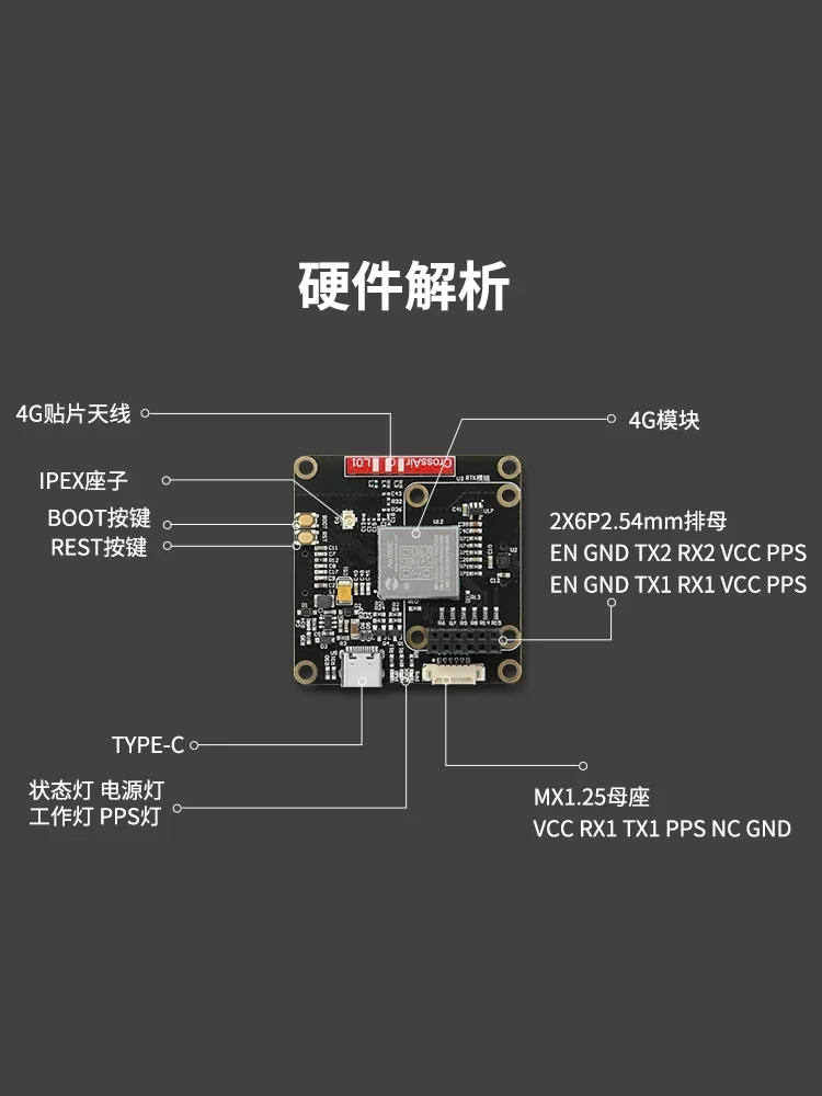Relative positioning directional UM982 all-satellite full-band RTKgps module 4G communication evaluation board