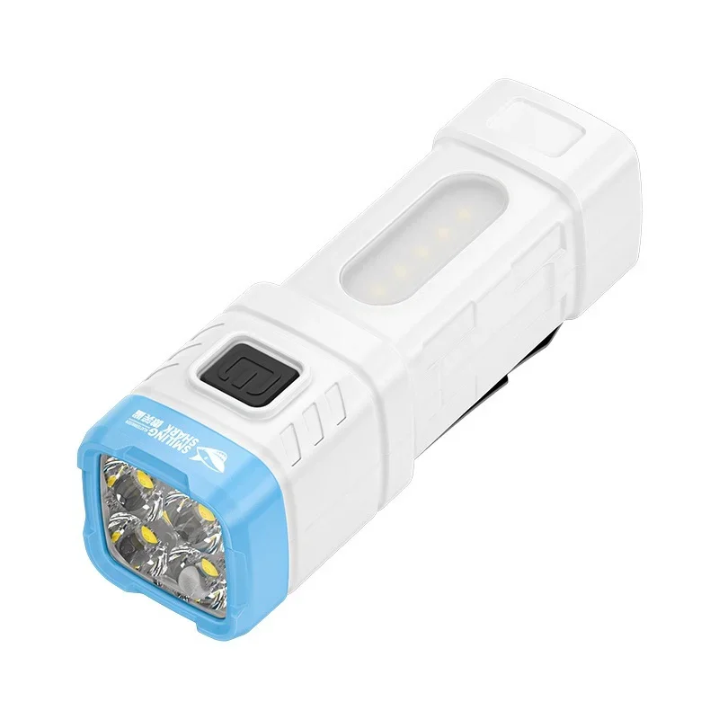 Lightweight 4-Bead COB Flashlight Fixed Focus Large Flood Side Light 4 Modes ABS Protective High Bright Handheld Lamp