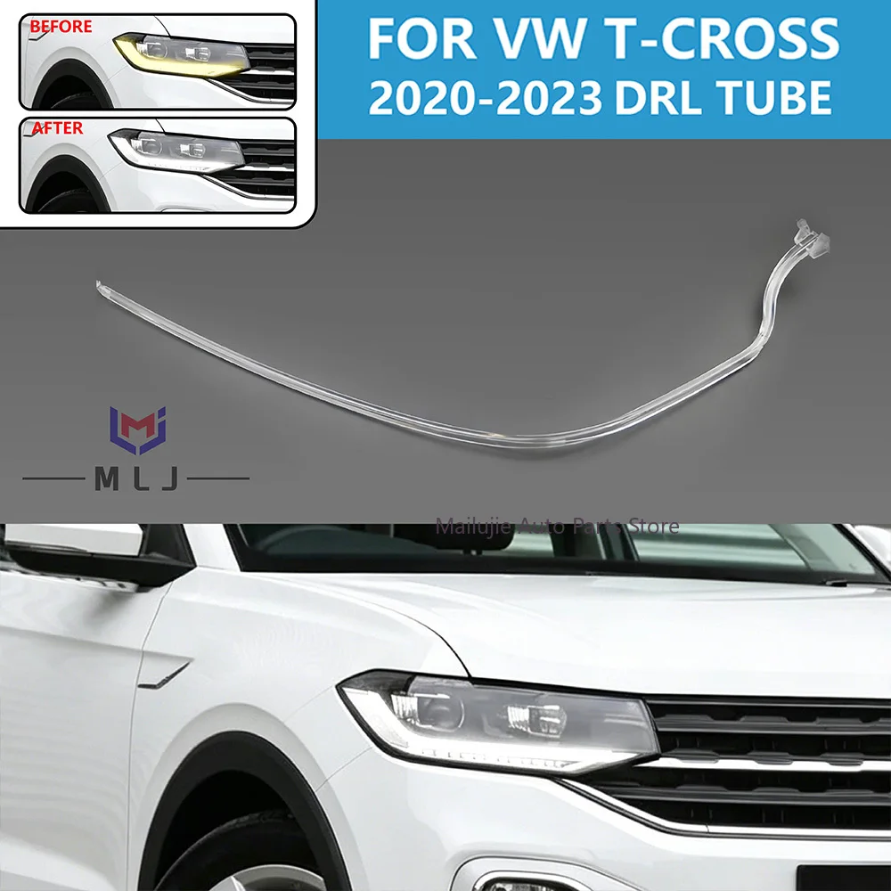 For Volkswagen T-cross Tcross 2020-2023 Angel Eye DRL LED Tube Light Guide Strip Daytime Running Light Headlight Car Accessories