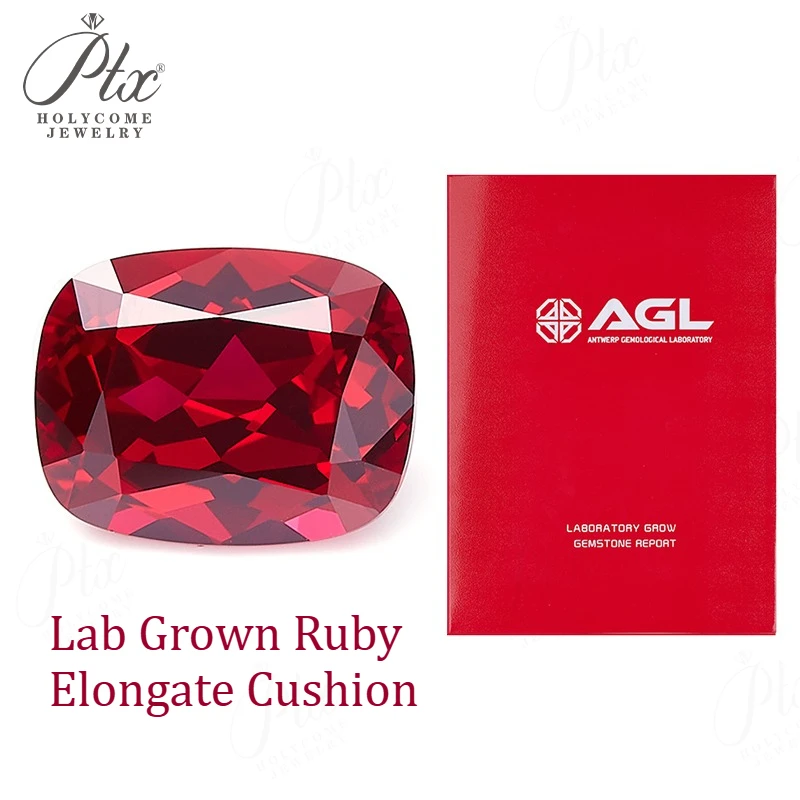

Lab Grown Ruby Pigeon Blood Red Rectangular Elongate Cushion Shape Selectable AGL Certificate Jewelry Materials Wholesale DIY