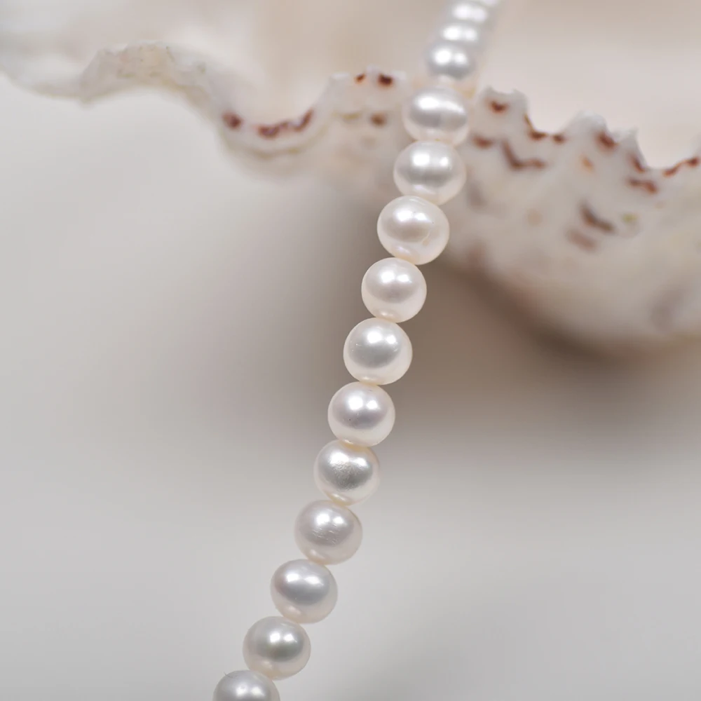 6-7mm5A Natural 100% Freshwater White Round Shape Pearl Isolated Loose Bead Gift Jewelry Make DIY Necklace Bracelet Accessories