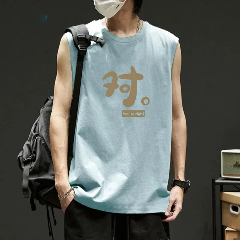 LIBIELIY Fashion O-Neck Korean Printed Sleeveless T-Shirts Men's Clothing 2025 Summer New Loose All-match Tank Top Casual Tee Sh