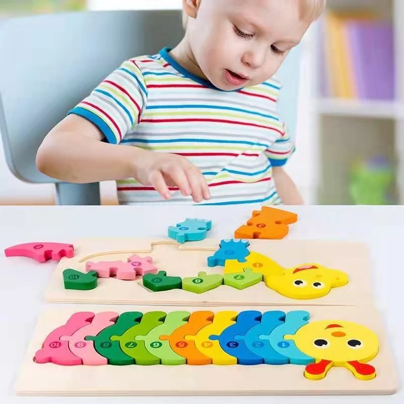 Animal Block Puzzles Montessori Toys for Kids 2 Years Old Wooden Puzzles Big Size