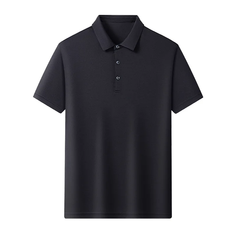 Summer Premium 100% Mulberry Silk Polo Shirts for Men Turn Down Collar Business Casual Short Sleeve Lightweight Silk Tshirt Midd