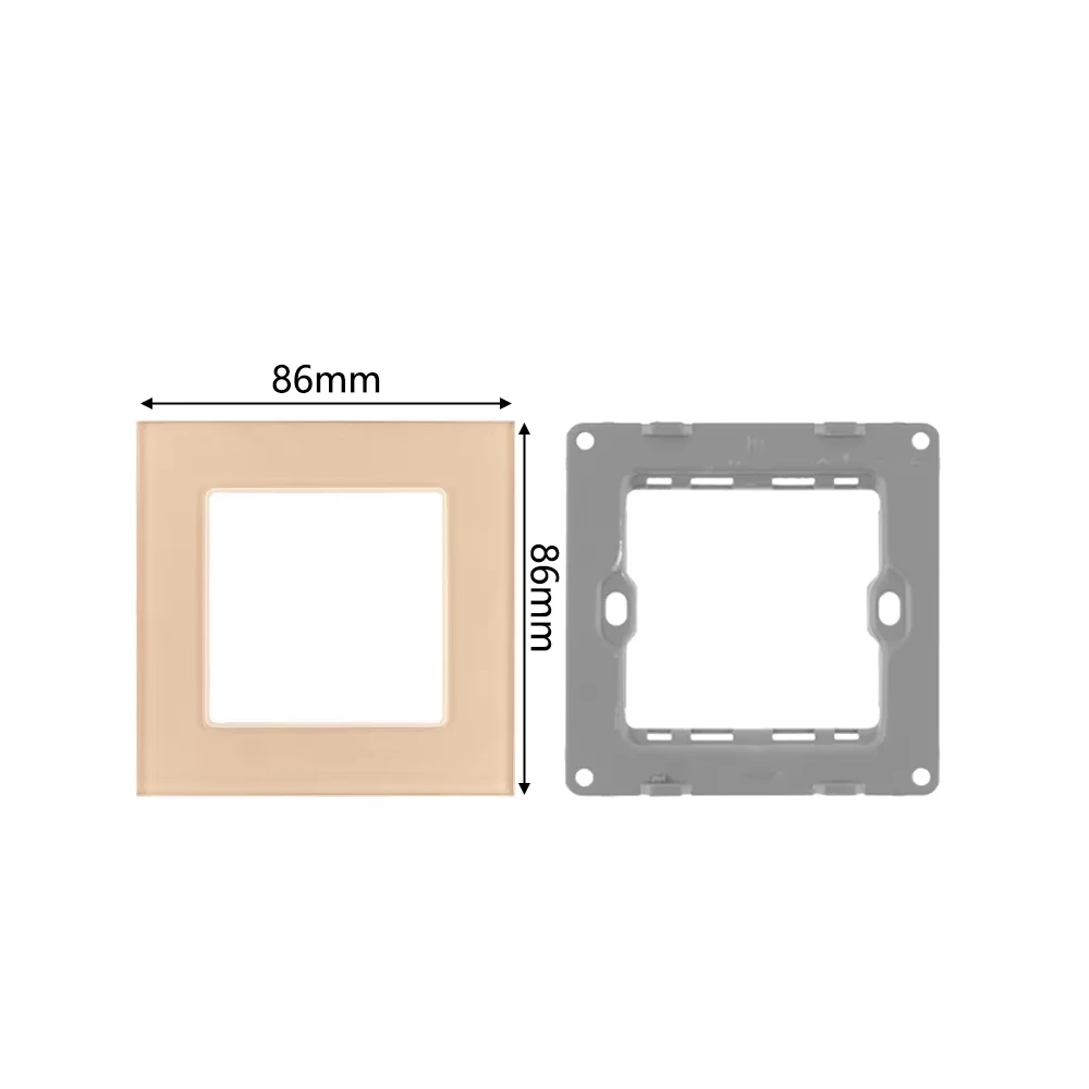 S Series-Glass Panel Frame Golden DIY Power Outlet Panel Free Combination Single Double Triple Quadruple Socket Glass Panel