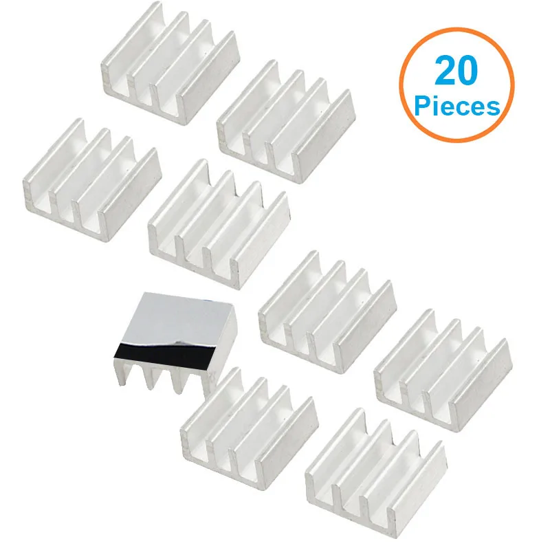 

20pcs/lot Aluminum Heatsink 11*11*5mm Electronic Chip Radiator Cooler w/ Thermal Double Sided Adhesive Tape for IC,3D Printer