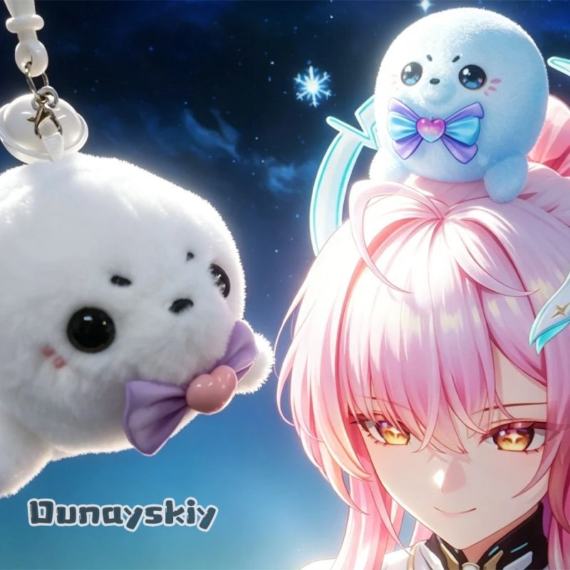 10CM Wuthering Waves Aemeath Headwear Seal Plush Doll KAWAII Stuffed Pendant Decoration Keychain Gift Roleplay Props Halloween view 3