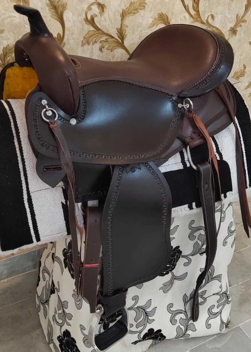 Handmade Premium Quality Leather Western Barrel Racing Horse Saddle Trail Custom Size Design Color With All Accessories Included