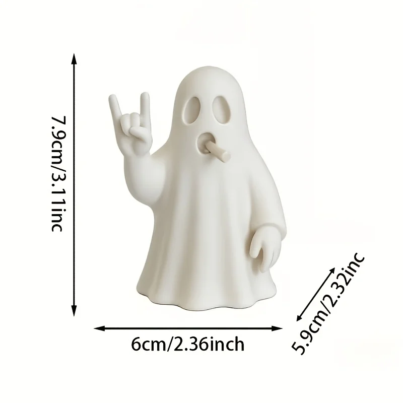 3D‑Printed Rock‑Roll Ghost Desktop Ornament,Punk Mini Figurine With I‑Love‑You Hand Gesture,Trendy Decor for Office Bedroom,Gift