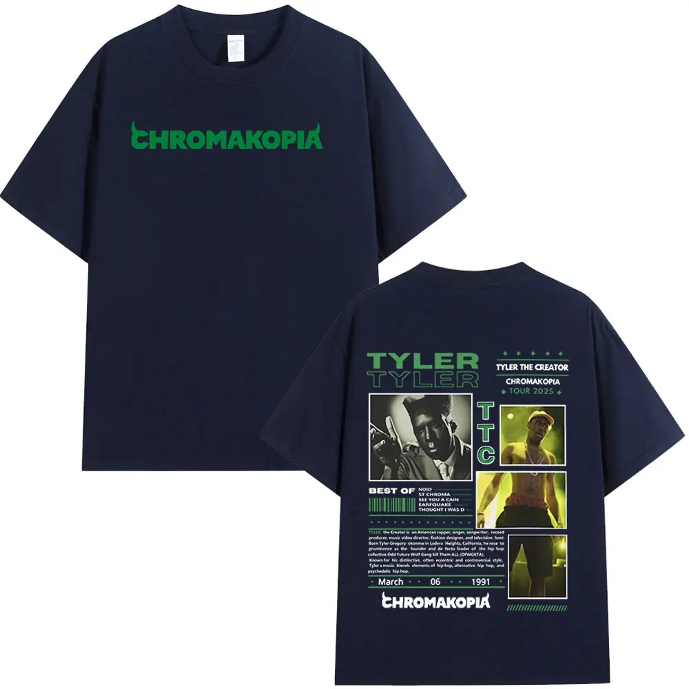 Tyler The Creator Chromakopia World Tour T Shirts Fans Gift Fashion Hip Hop T-shirts Men Women 100% Cotton Short Sleeves T-shirt