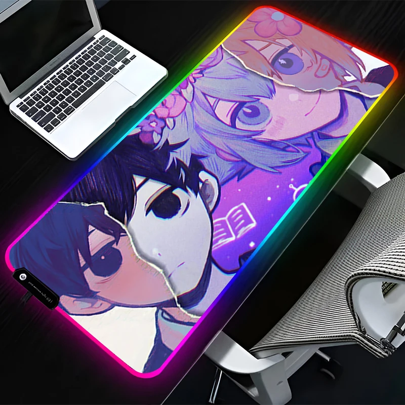 

RGB LED Mouse Pad Rubber Mousepad Pattern Game Pad PC Accessories Desk Mat Non Slip Table Mat O-omori Sunny Office Keyboard Pad