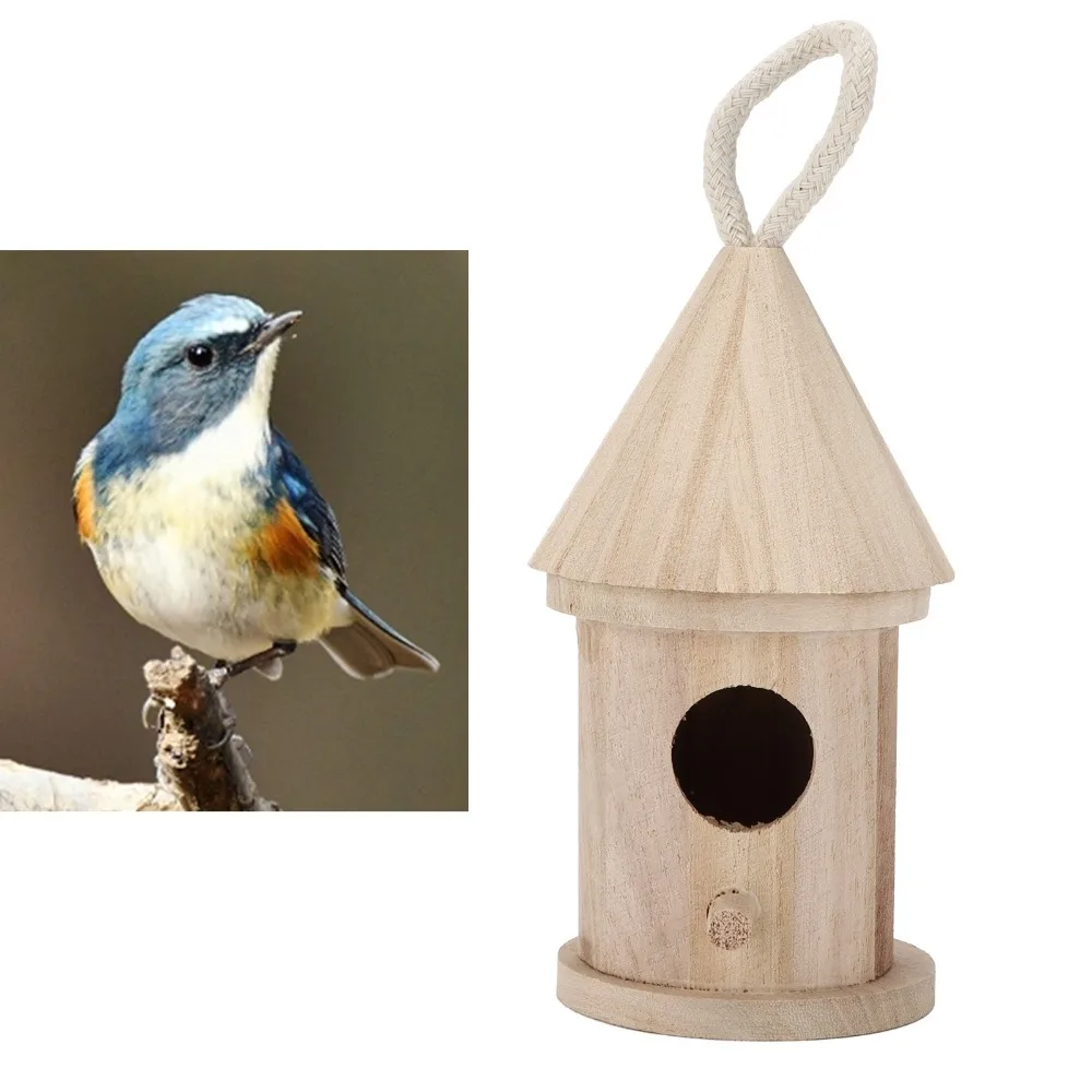 Small Size Hanging Bird House No Chemical Additives Painting Surface DIY Bird House Rope Hanging Strong Build Round Bird House
