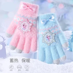 Gants de princesse Elsa pour enfants, doigts complets, Disney, congelés, chauds, filles, saison automne et hiver