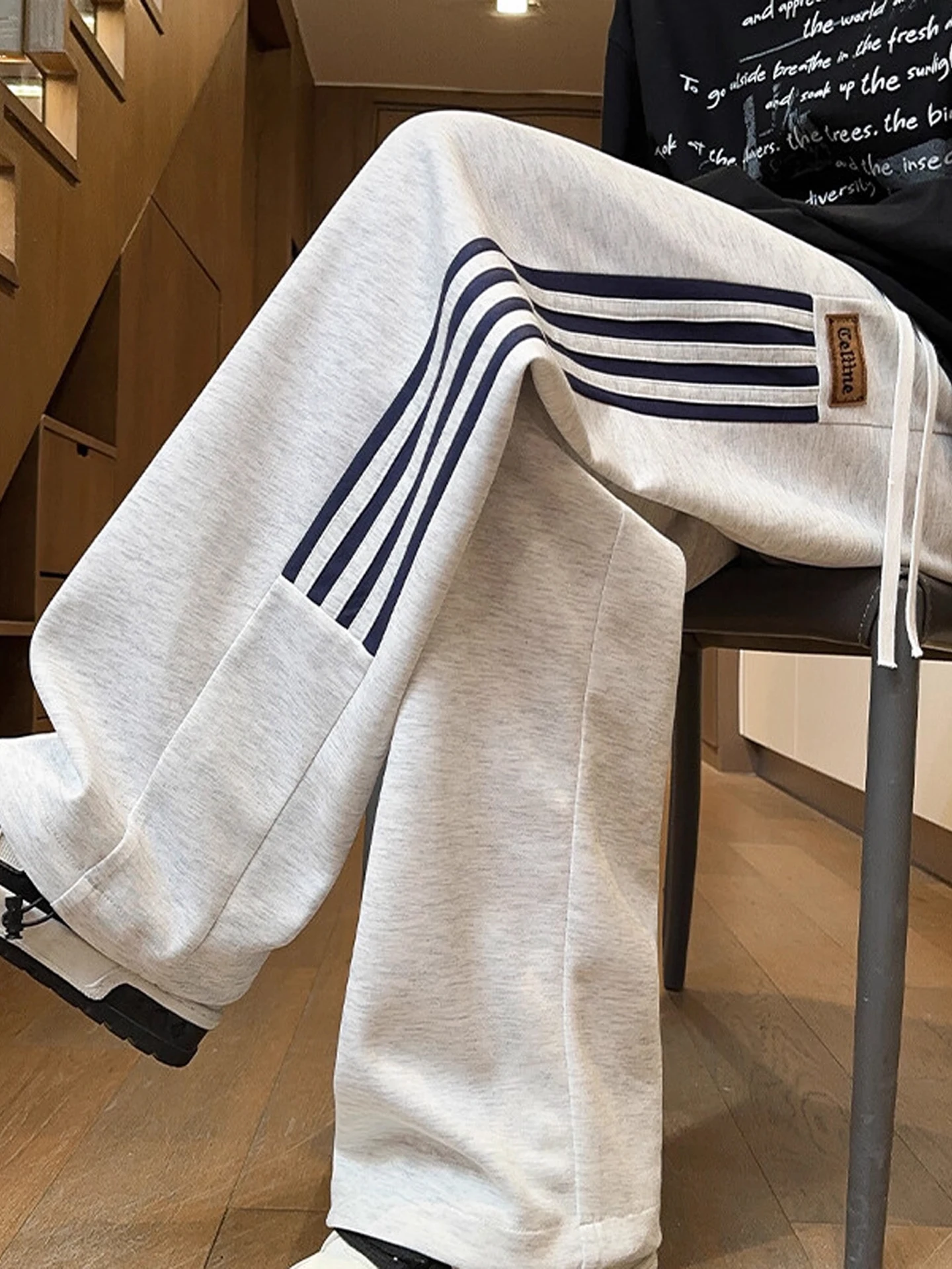 

Мужские спортивные брюки для осени, молодежные повседневные брюки, свободные брюки с драпировкой на талии, в стиле пэчворк, модные прямые брюки