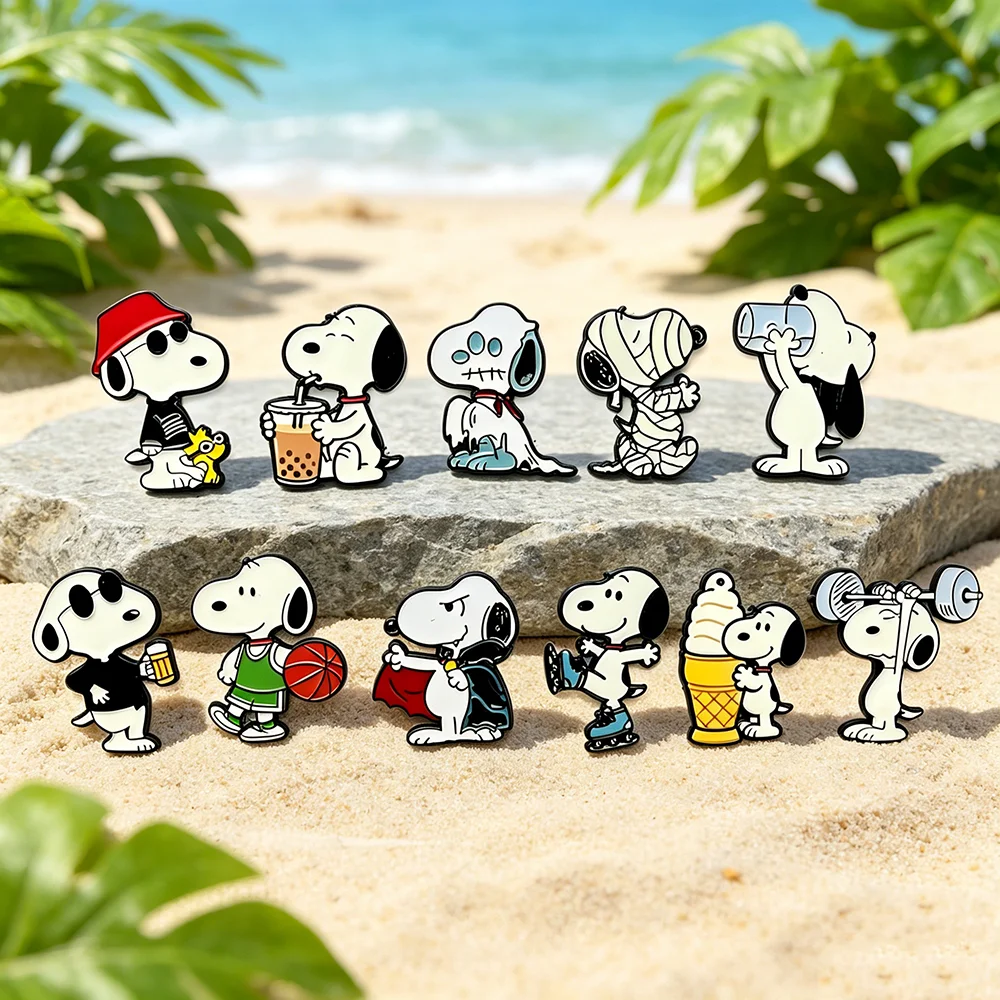 8/10/11-teiliges Snoopy Emaille-Pin-Set, niedliche Cartoon-Welpenhund-Metall-Reversbroschen, dekorative Anstecknadeln für Rucksäcke, Sammlerstücke, Geschenke