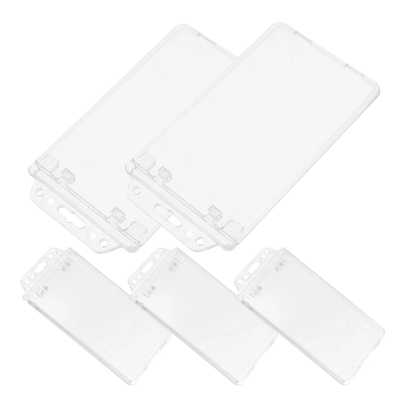

5pcs Horizontal Badge Holder ID Card Protector Sleeve Clear Reusable Slim for Office Staff Nurses Teachers Transparent