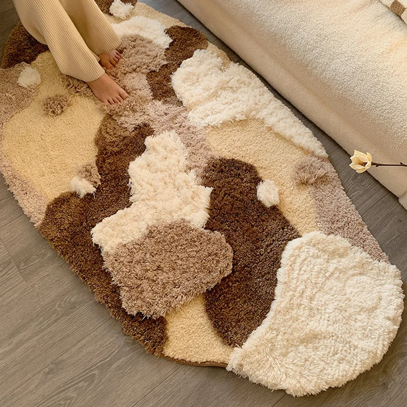 Flocking Living Room Plush Bedroom Carpet Thick Tufted Bedside Carpet Fluffy Soft Rugs for Bathroom Mat Anti-slip Carpet