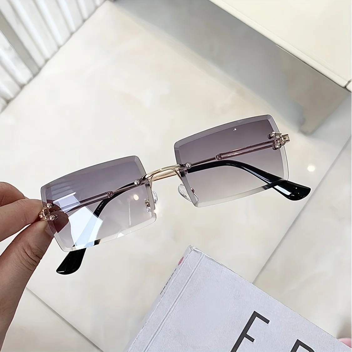 Rimless Sunglasses For Women Men Luxury Brand Vintage Sun Glasses Fashion Shades  Travel Outdoor Sunglasses