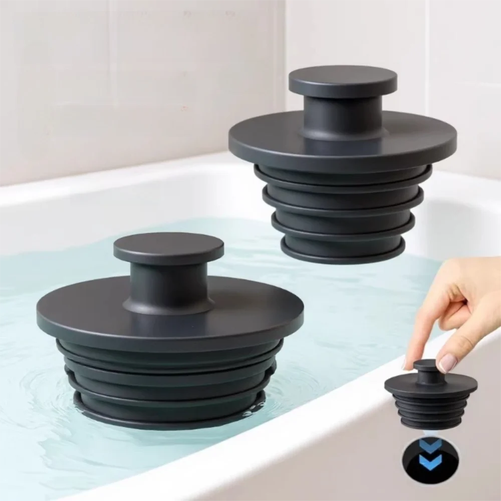 2pcs/set Portable Silicone Bathtub Drain Plugs Leak Proof Soft Shower Tub Replacement Stoppers Sink Drains Stopper Bathroom