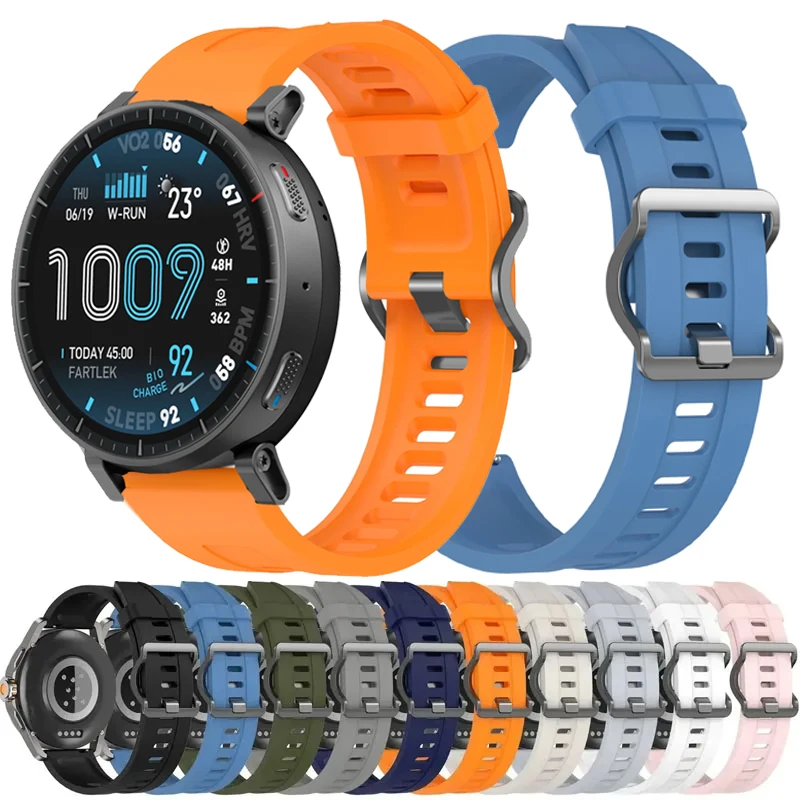22mm Silikonarmband für Amazfit Active Max/T-Rex 3 Pro 48mm/Balance 2/Helio/Bip 6 5/GTR 4 3 2 47mm Sportband Cheetah Round-Pro
