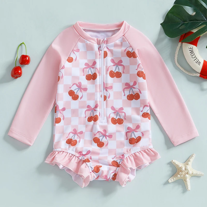 Einteiliger Badeanzug mit Kirschdruck für Babys, Badebekleidung für Kleinkinder, bequemer Baby-Pool-Anzug aus weichem Stoff, süßes Kirsch-Design – Detail 1