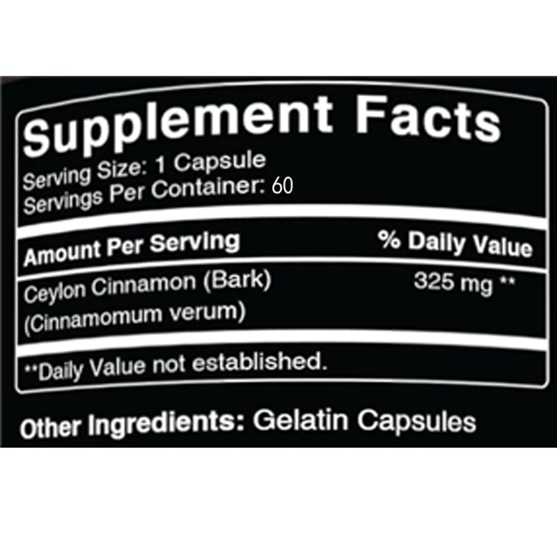 Pure Original Ingredient Ceylon Cinnamon (60 Capsules) Without Magnesium or Rice Fillers
