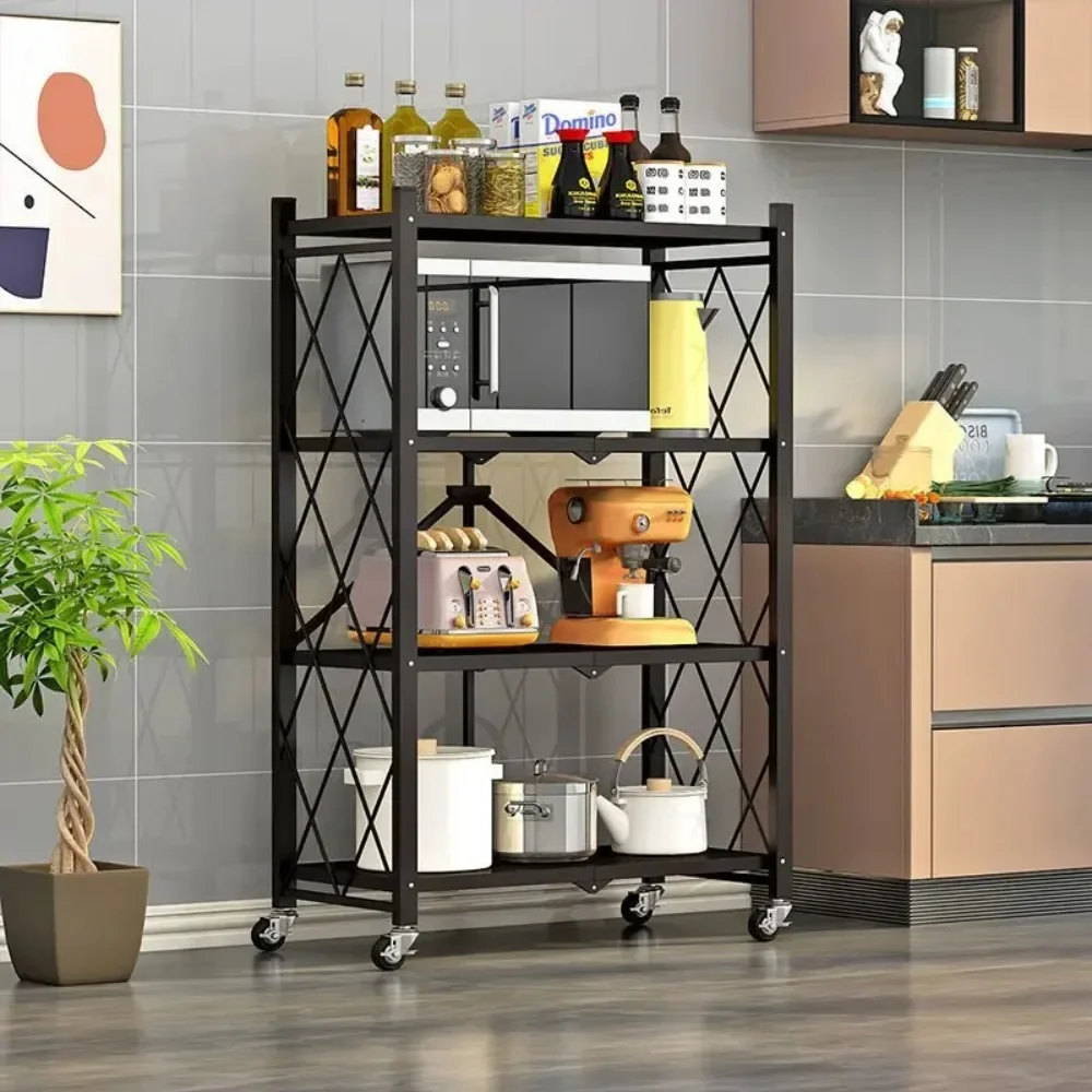 

Installation-Free Folding Kitchen Rack Unit Metal Storage Shelf Standing Storage Shelving Unit Metal Outdoor Flower Stand