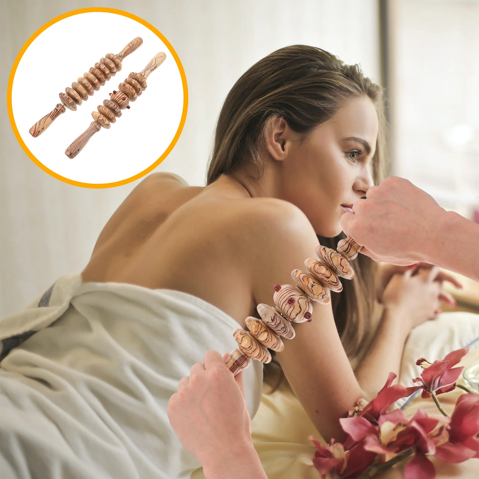 

2 шт. ручные деревянные массажные роликовые массажеры для мышц для релаксации всего тела, кровообращения и