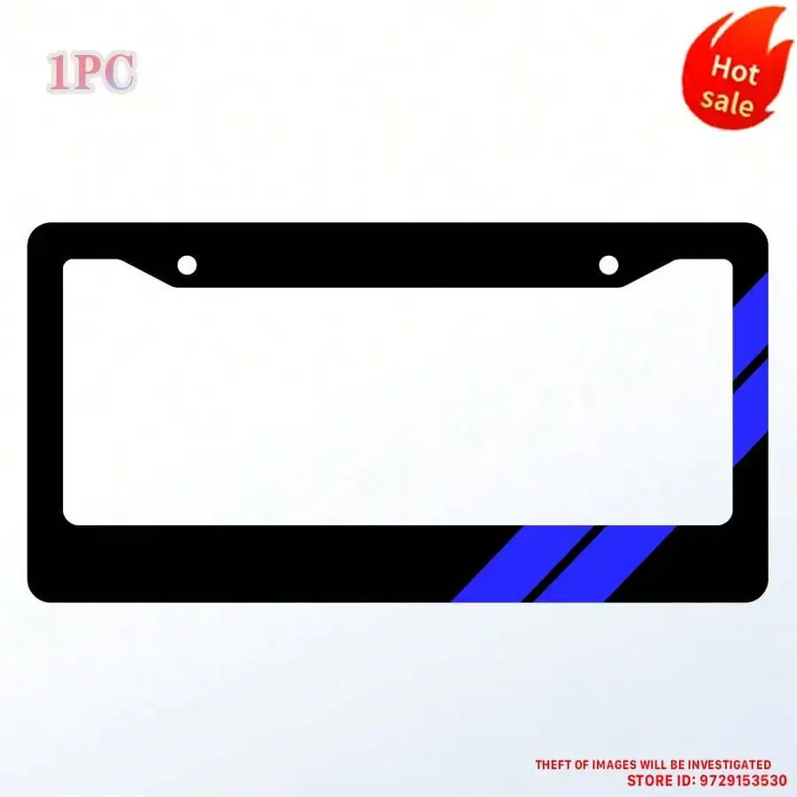 1PC Blue Two Bar License Plate Holder, Sport Black License Plate Holder, Front And Rear License Plate Covers, US Universal