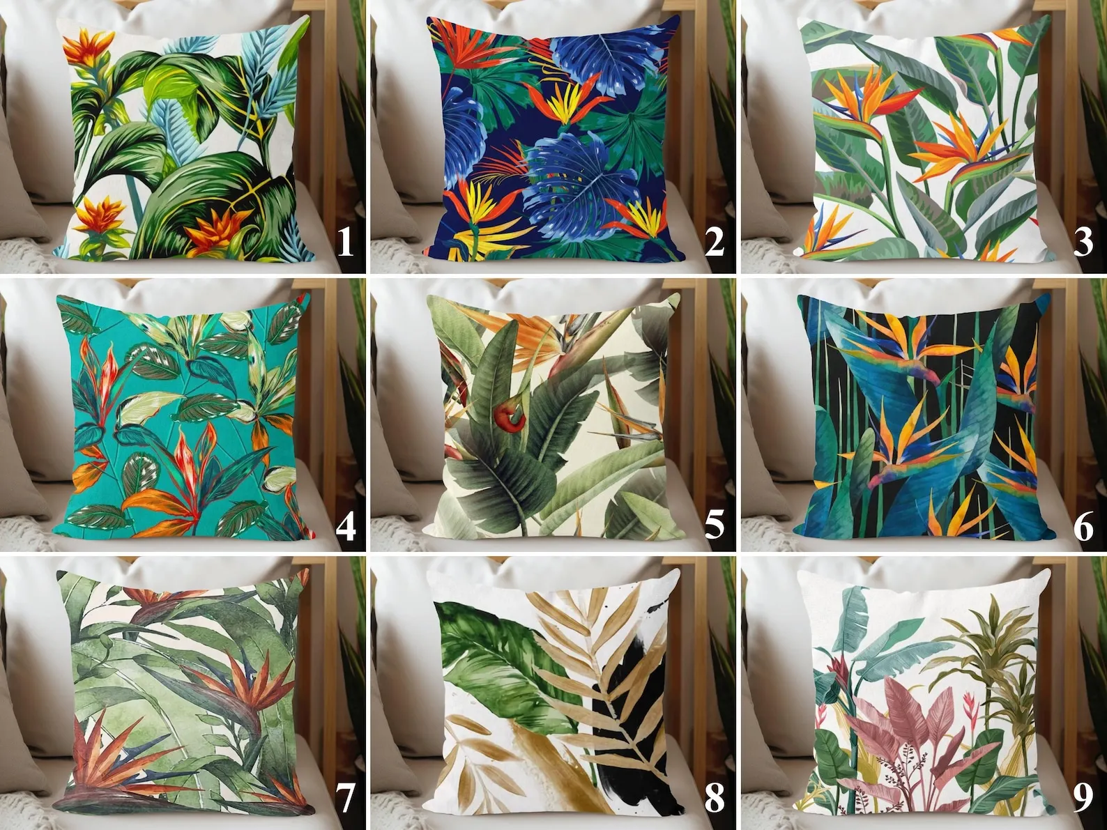 Tropical Bird of Paradise Throw Pillow Cover Exotic Jungle Cushion Case For Living Room Sofa Bedroom Decor PillowCover