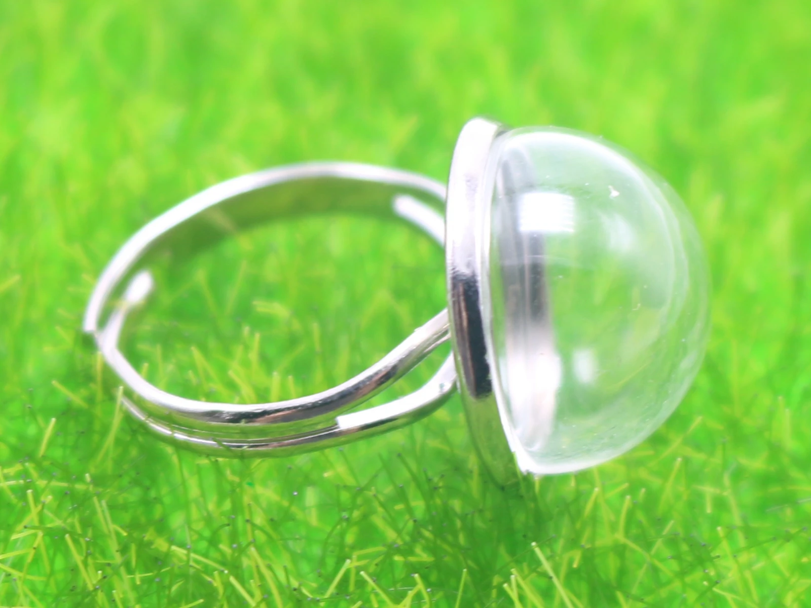 Anillo ajustable de 2 piezas con Terrario de cúpula de vidrio transparente, botella de globo de 1/2, 10mm-20mm