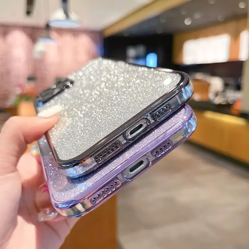 F5pro F 5 4 3 Luxury Glitter Gradient Plating Case For Xiaomi Mi Poco F5 Pro 5g Poko F3 F4 Women Silicone Shockproof Back Cover