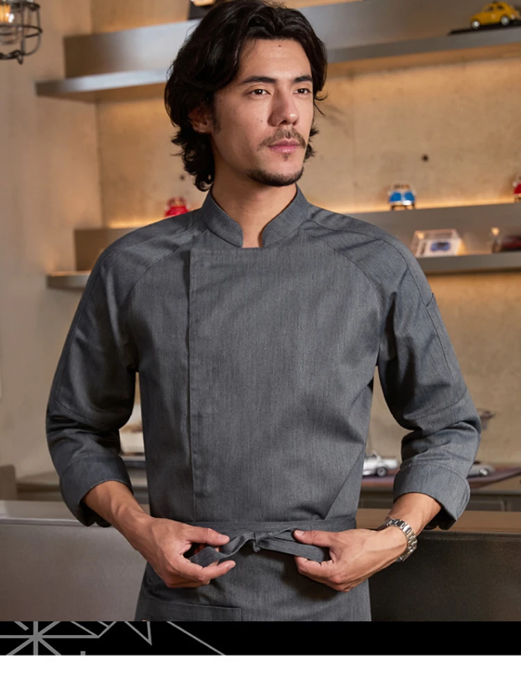Abrigo de Chef clásico para hombres y mujeres, uniforme de Catering de camarero de cocina de Hotel de manga larga con logotipo personalizado