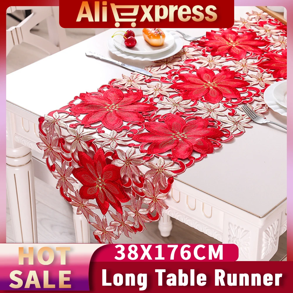 

Christmas Embroidered Table Runner 68.5x13.78In Christmas Decorative Tablecloth Flower Table Flag for Home & Xmas Holiday Decor