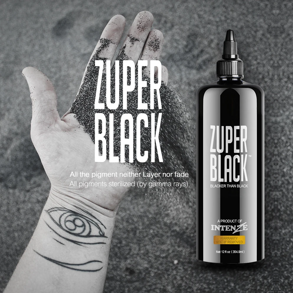 Tattoo Ink Small Particle Zuper Black Silicone Leather (360 ml) 12 oz Super Black for Student Practice