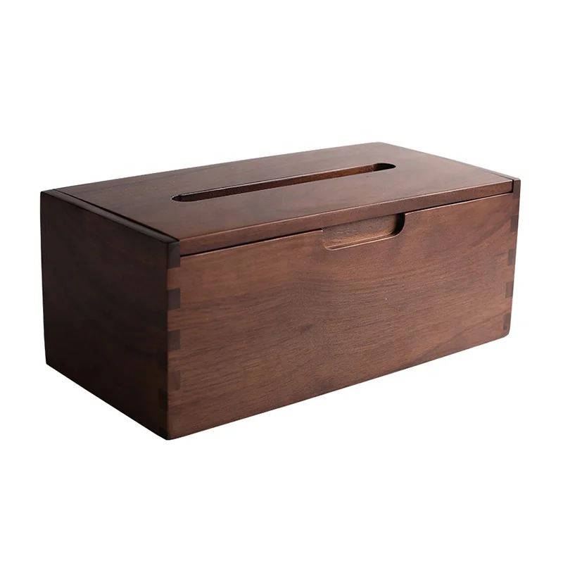 

Black Walnut Tissue Box Holder Wooden Napkin Dispenser Desktop Storage Box Kitchen Bathroom Organizer Home Decor