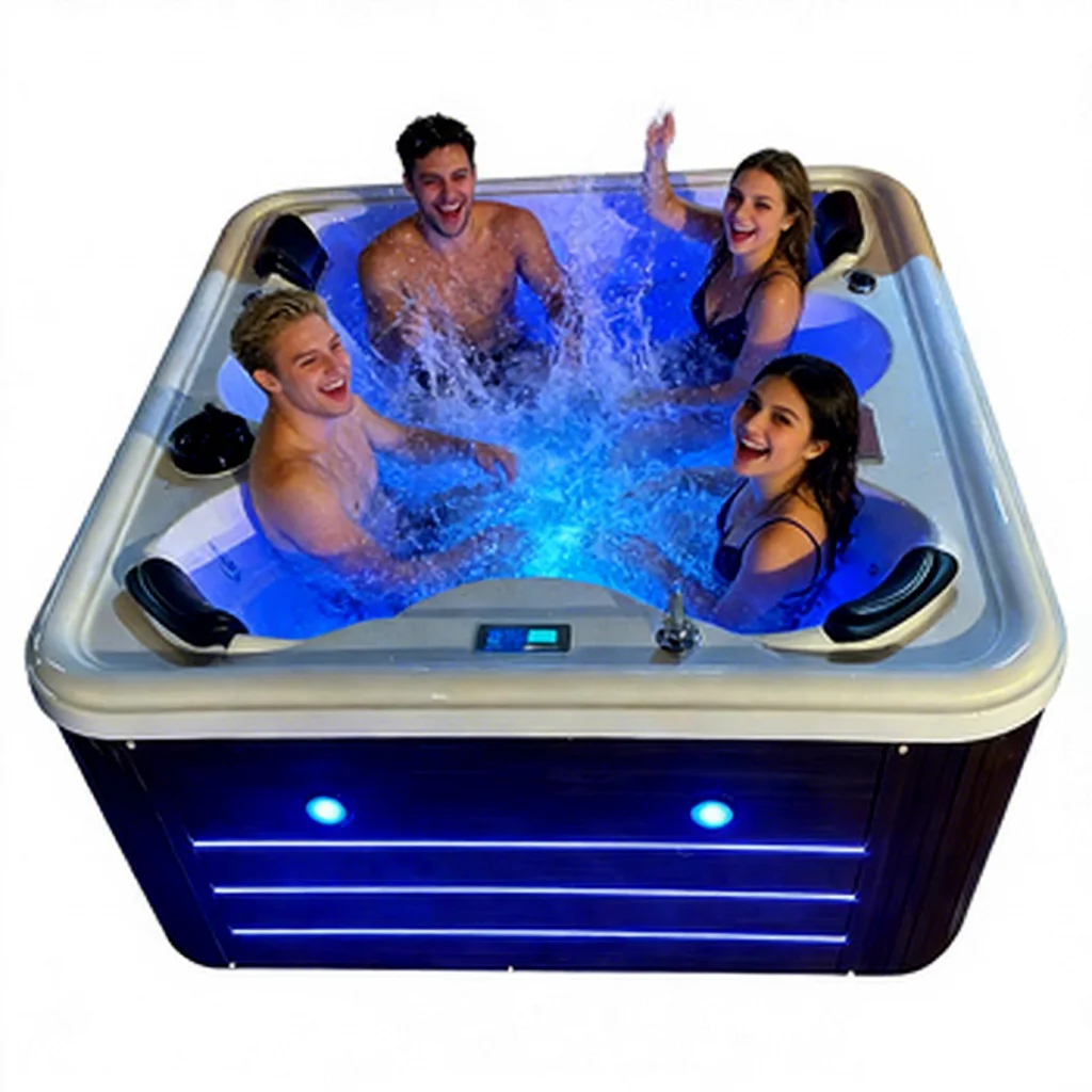 Outdoor luxury 6-person free-standing white whirlpool heated Jacuzzi swimming spa pool hot tub party spa pool