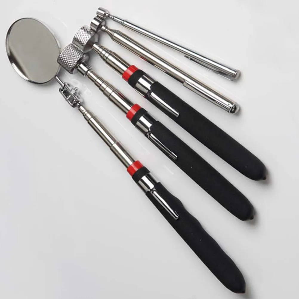 5 peças 50mm espelho de inspeção de carro telescópico flexível ferramenta de detecção alça de borracha para reparo de automóveis eletrônicos de construção naval