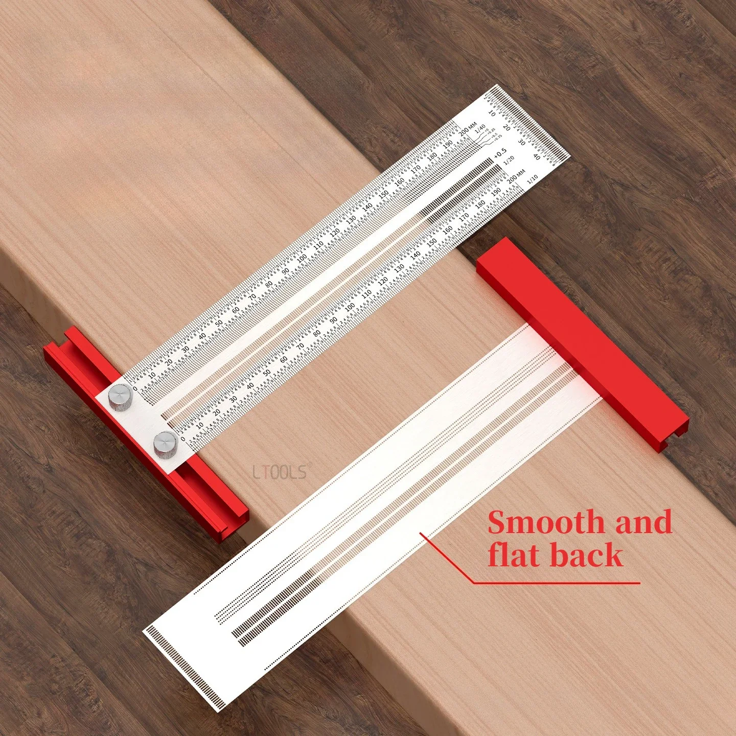 Woodworking Hole Marking Ruler Portable Stainless Steel Tenon Ruler Stable Aluminum Alloy Baffle Plate Scribe Measuring Tools