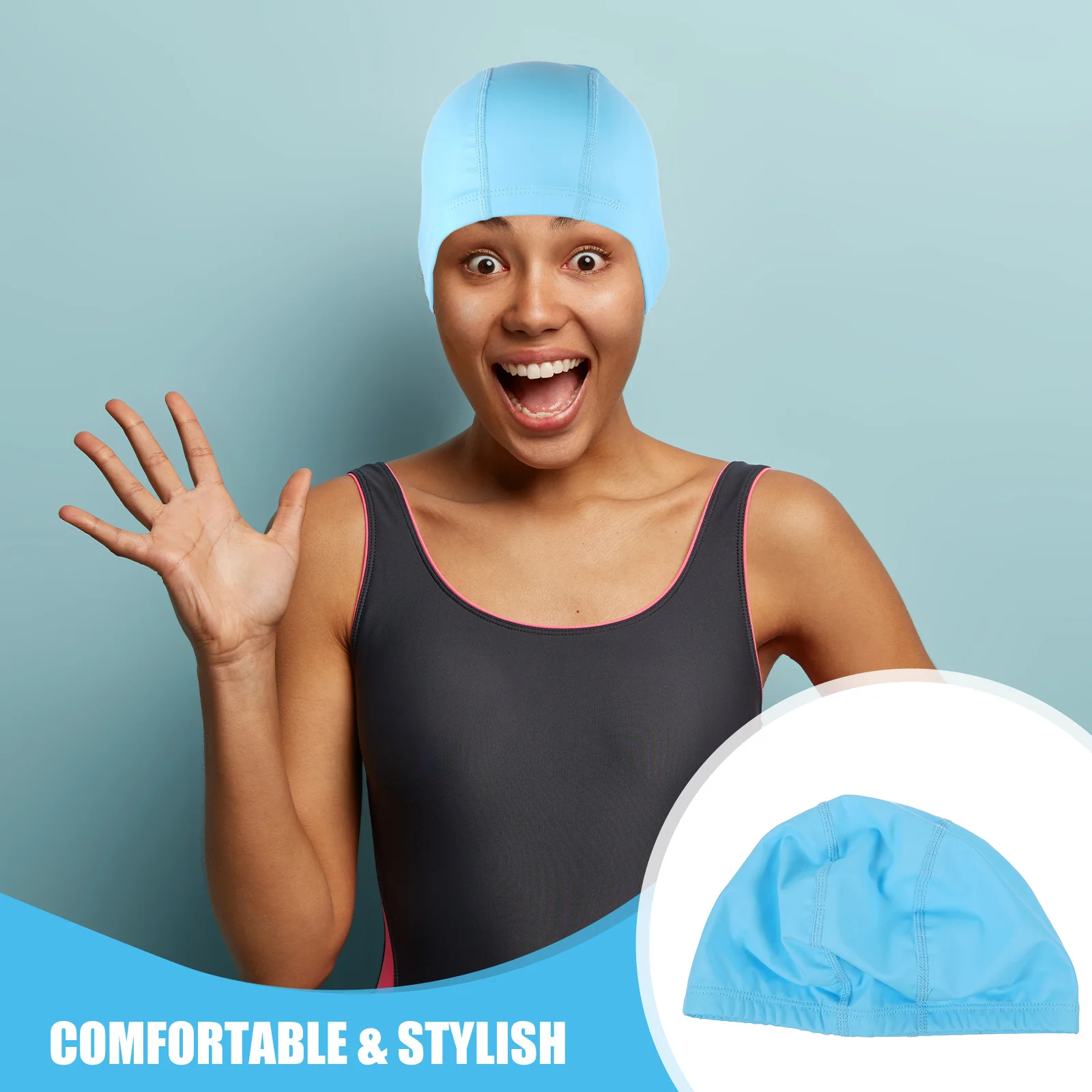 

Flexible Reusable Adult Swim Cap Long Hair Protection Pu Material Comfortable Pool Swimming Hat For Women Men Unisex