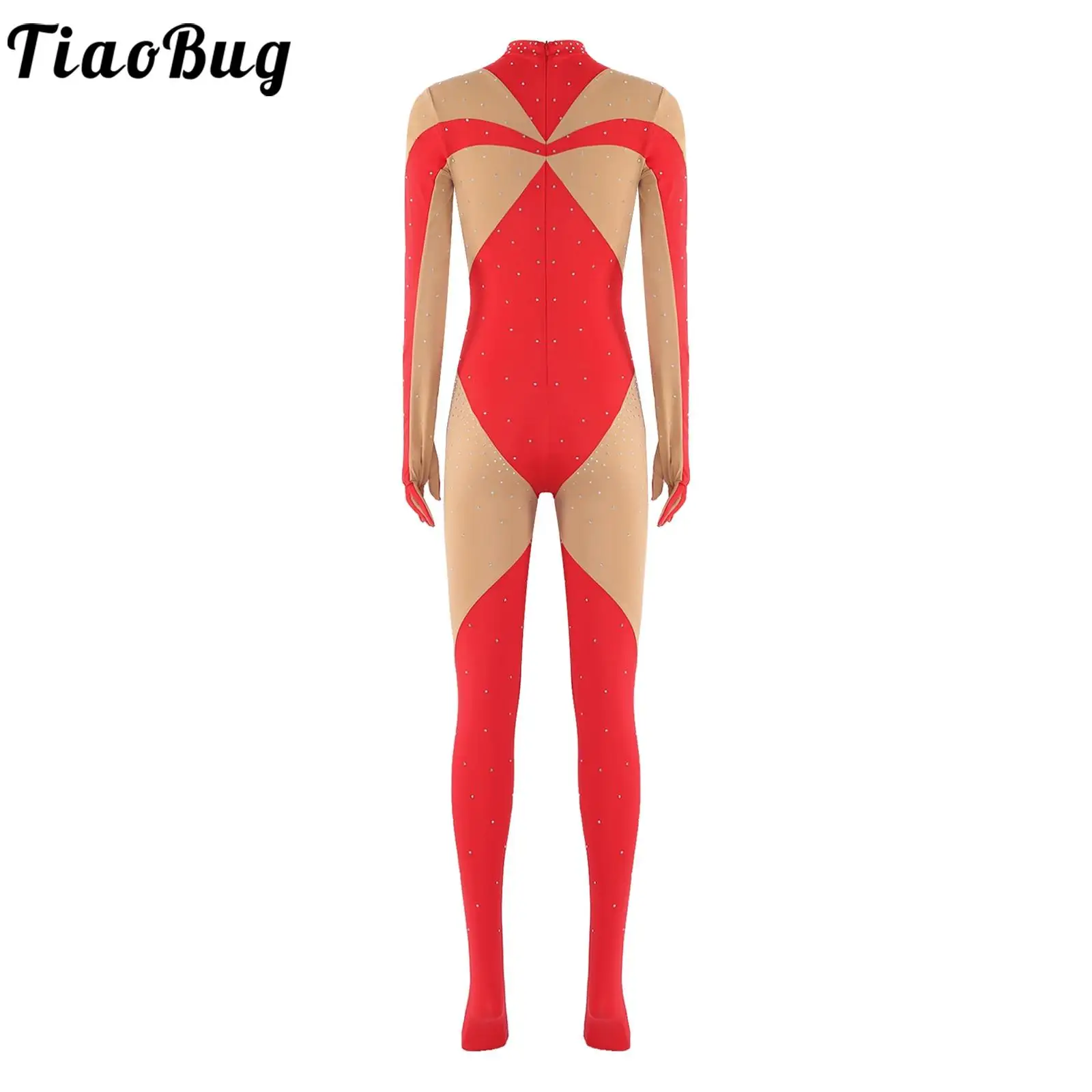 Mulheres ginástica rítmica acrobacia dança unitards de corpo inteiro contraste cor macacão completo para patinação artística yoga ballet dança
