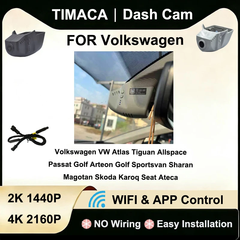 for Volkswagen vw Atlas Tiguan Passat Allspace Golf Arteon Sharan Magotan for Skoda for Seat Dash Cam 2K 4K Wifi Video Recorder