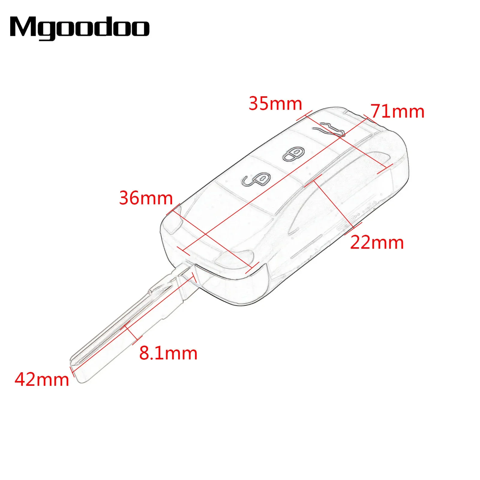 Mgoodoo chave escudo remoto flip dobrável caso chave do carro fob 3 botões para porsche cayenne 2010 2009 2008 2003 2004 2005 2006 carro chave