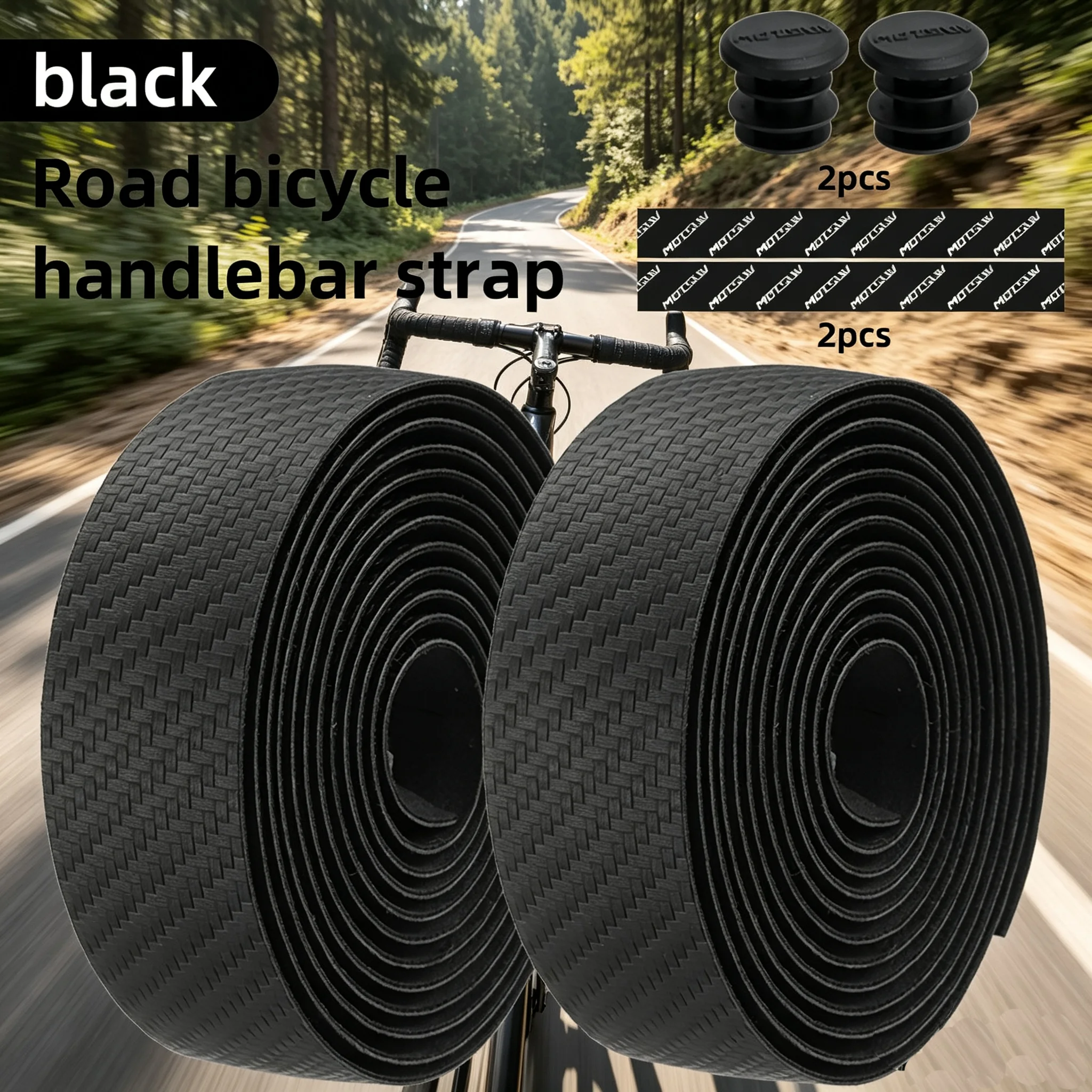 MOTSUV Road Bike 3D Carbon Pattern Handlebar Tape with 3D Binding, Fixed Gear Curved Handlebar Wrap, Anti-Slip and Sweat-Absorbi