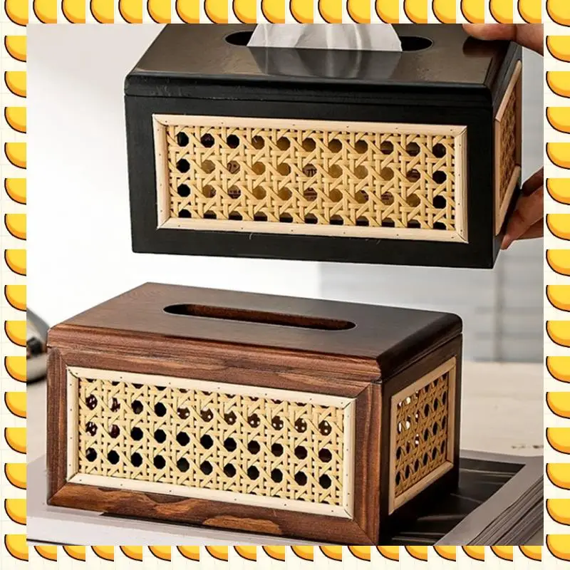 

BAAU Solid Wood Rattan Tissue Box High Values Rattan Drawer Home Bedroom Living Room Coffee Table Paper Drawer,Brown Easy Instal