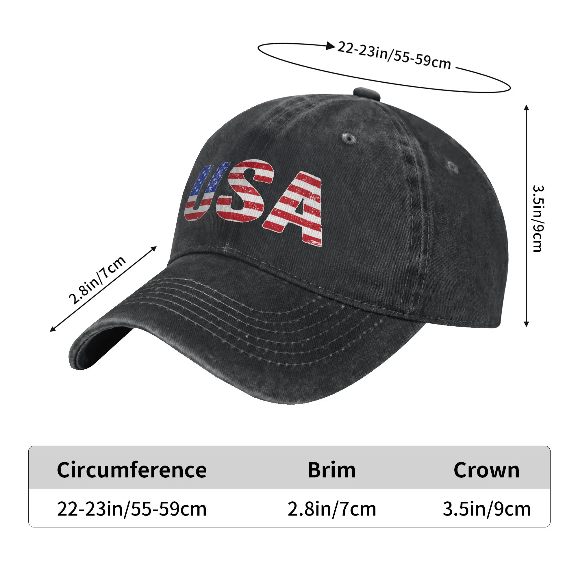 USA Patriotic American Flag Sun Baseball Cap  Fitted Retro Unisex Men Washed Hip Hop Hats  Hippie Baseball Caps Birthday Gift